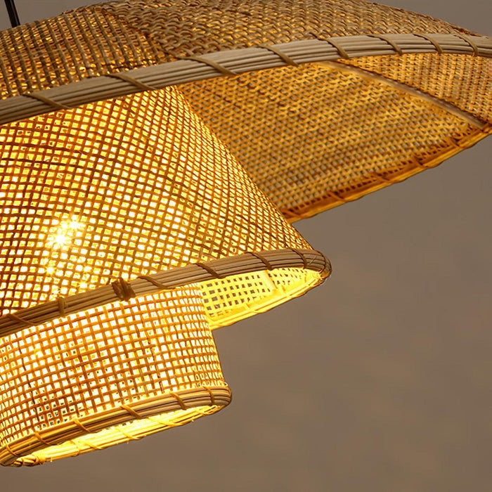 Hat Weave Rattan Pendant Lamp-DWHOME