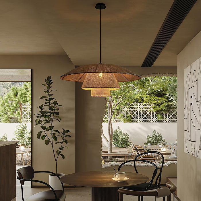 Hat Weave Rattan Pendant Lamp-DWHOME
