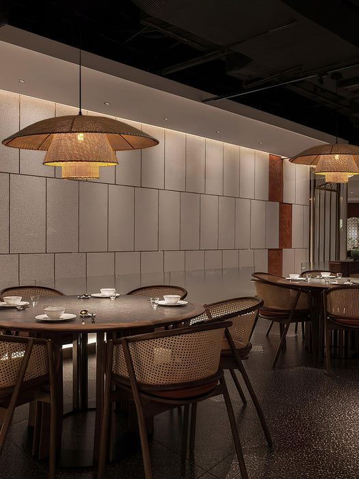 Hat Weave Rattan Pendant Lamp-DWHOME