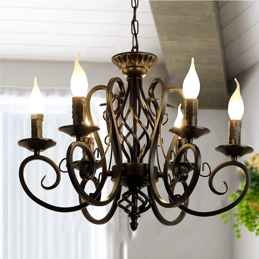 Hazel Black Rustic Outdoor Chandelier - Indoor Chandelier-DWHOME