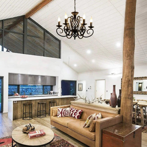 Hazel Black Rustic Outdoor Chandelier - Indoor Chandelier-DWHOME