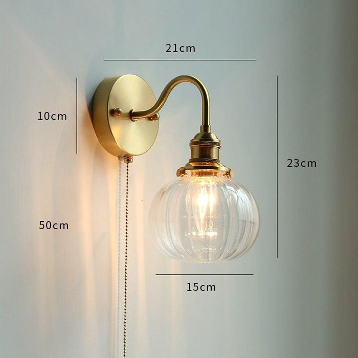 Nordic Style Glass Copper LED Wall Light - DWHOME