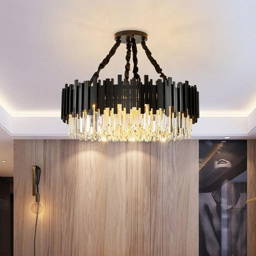 Gio Crystal Chandelier, Black-DWHOME