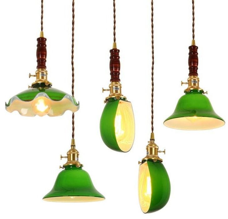 Vintage Style Green Glass Pendant Light - DWHOME