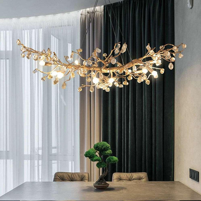 Albero Copper & Natural Crystal Stone Chandelier - DWHOME
