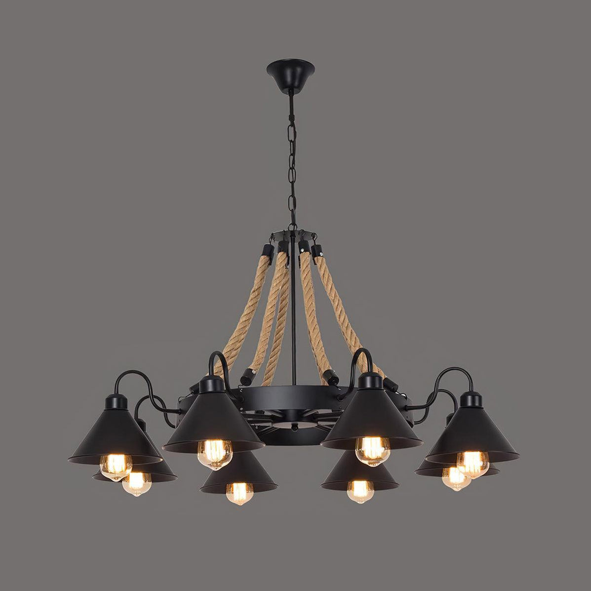 Hemp Rope Industrial Horn Chandelier | DWHOME