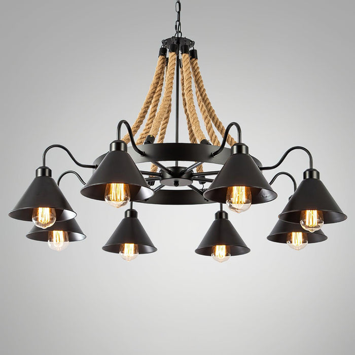 Hemp Rope Industrial Horn Chandelier - DWHOME