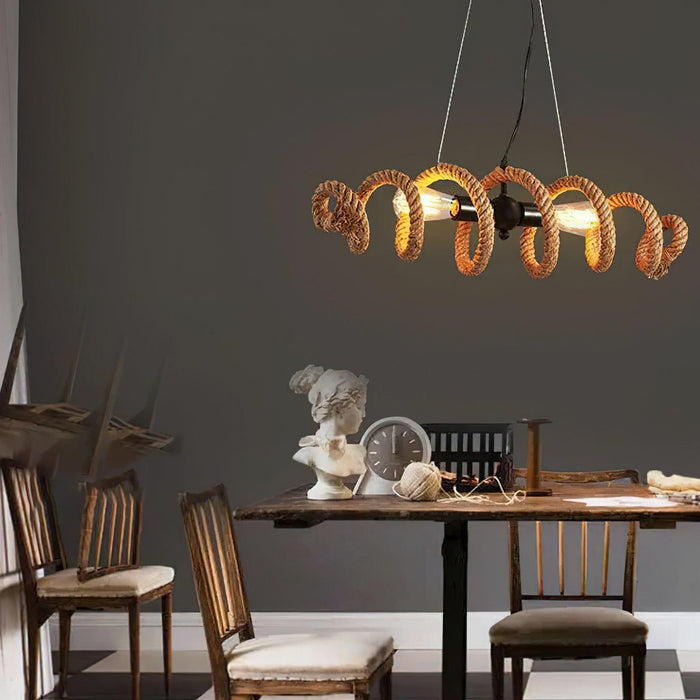 Hemp Rope Industrial Spiral Chandelier-DWHOME