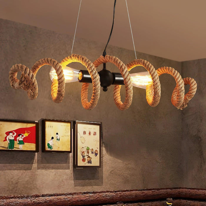 Hemp Rope Industrial Spiral Chandelier-DWHOME