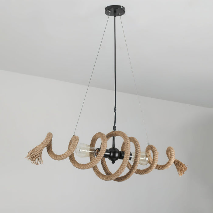 Hemp Rope Industrial Spiral Chandelier-DWHOME