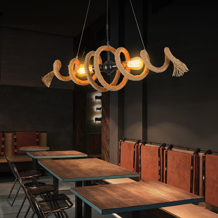 Hemp Rope Industrial Spiral Chandelier-DWHOME