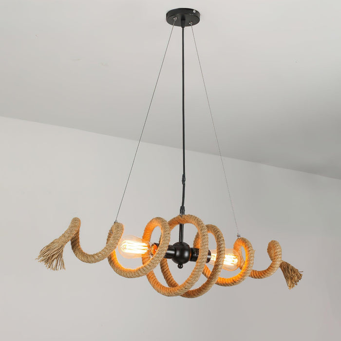 Hemp Rope Industrial Spiral Chandelier-DWHOME