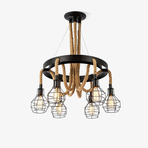 Hemp Rope Industrial Starfall Chandelier-DWHOME