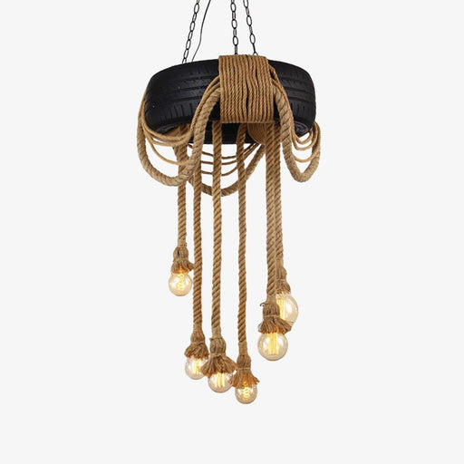 Hemp Rope Industrial Tire Chandelier-DWHOME