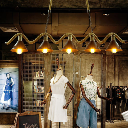 Hemp Rope Industrial Wave Chandelier-DWHOME