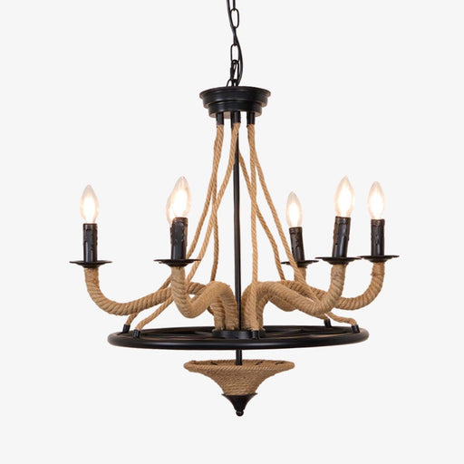 Hemp Rope Industrial Large Wheel Chandelier-DWHOME
