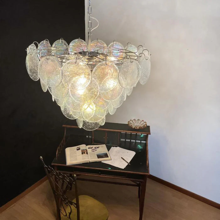 Elegant Murano Disc Iridescent Chandelier-DWHOME