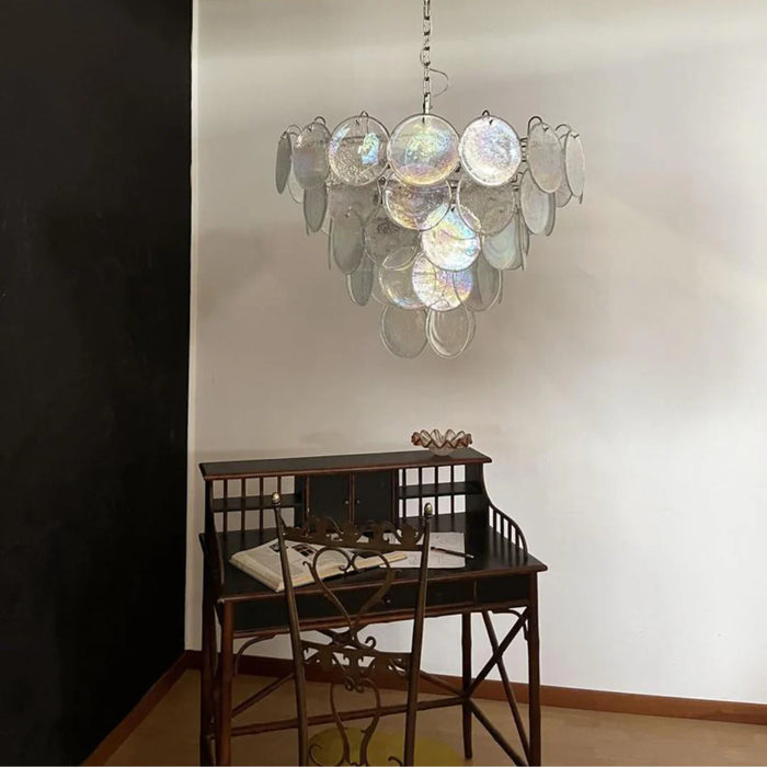 Elegant Murano Disc Iridescent Chandelier-DWHOME