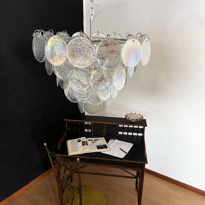 Elegant Murano Disc Iridescent Chandelier-DWHOME
