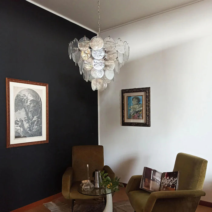 Elegant Murano Disc Iridescent Chandelier-DWHOME