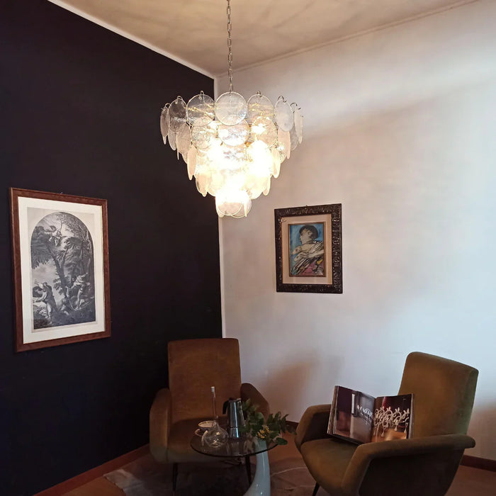 Elegant Murano Disc Iridescent Chandelier-DWHOME