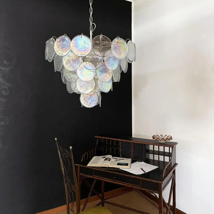 Elegant Murano Disc Iridescent Chandelier-DWHOME