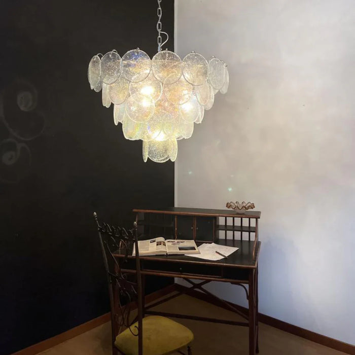 Elegant Murano Disc Iridescent Chandelier-DWHOME