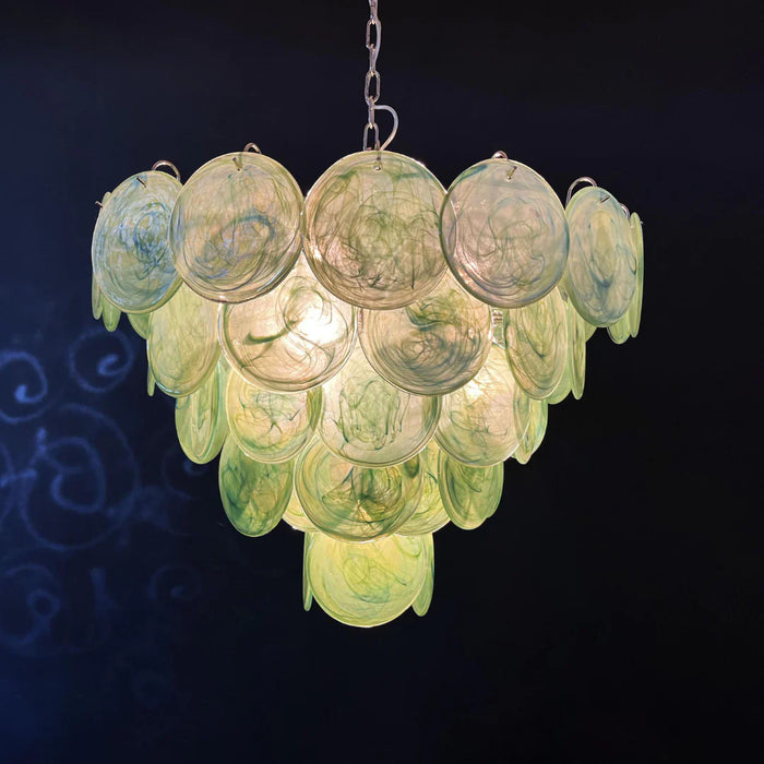 Elegant Green Murano Disc Chandelier-DWHOME