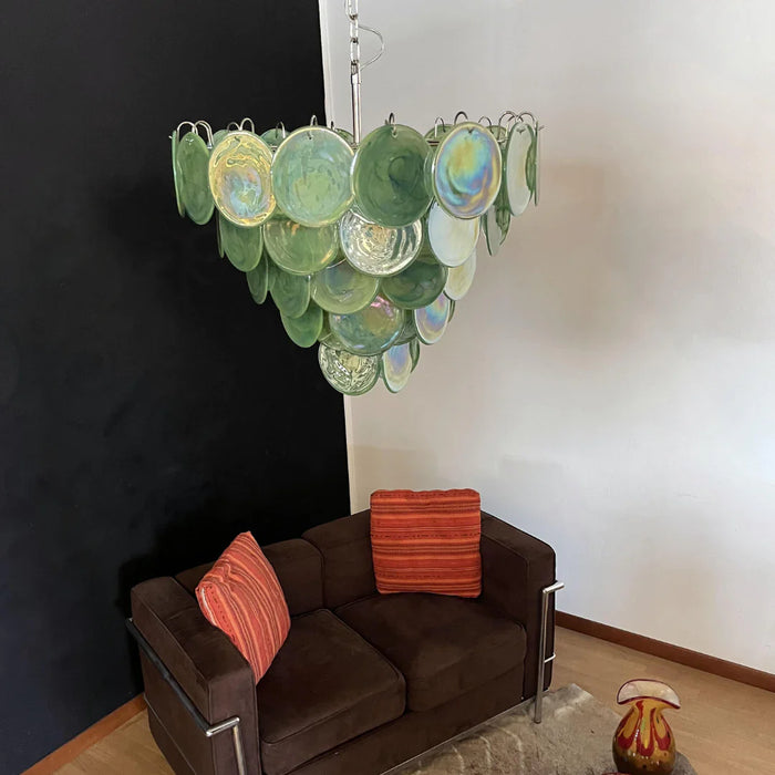 Elegant Green Murano Disc Chandelier-DWHOME