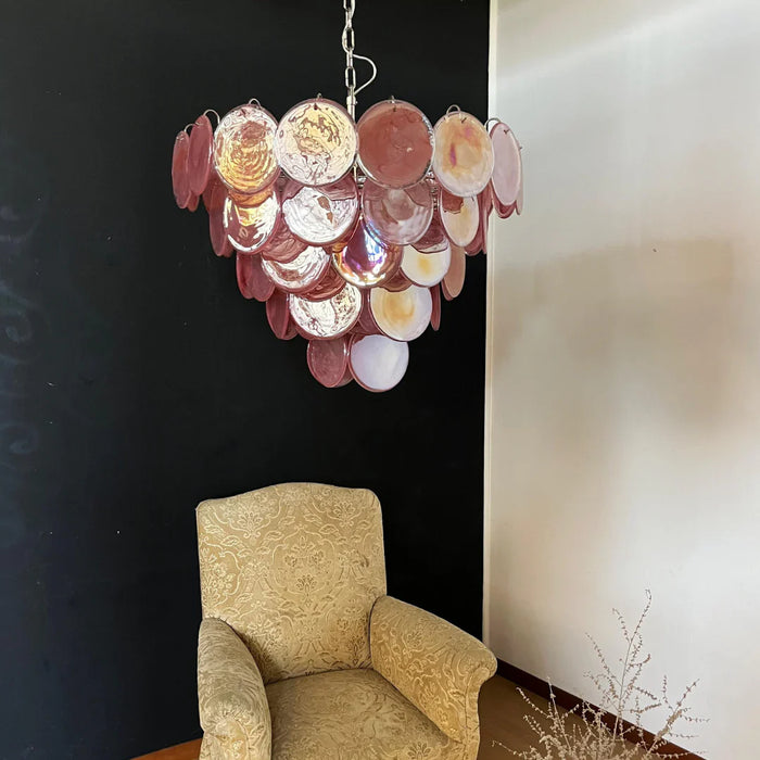 Elegant Pink Murano Disc Chandelier-DWHOME