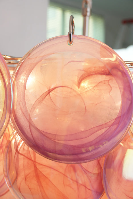 Elegant Pink Murano Disc Chandelier-DWHOME