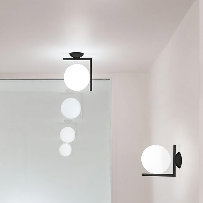 Blown Glass Opal Glass Wall Lamp-DWHOME