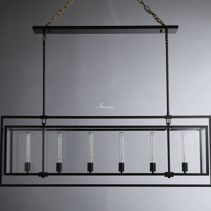 Baker Glass Lantern Rectangular Chandelier 54"-DWHOME