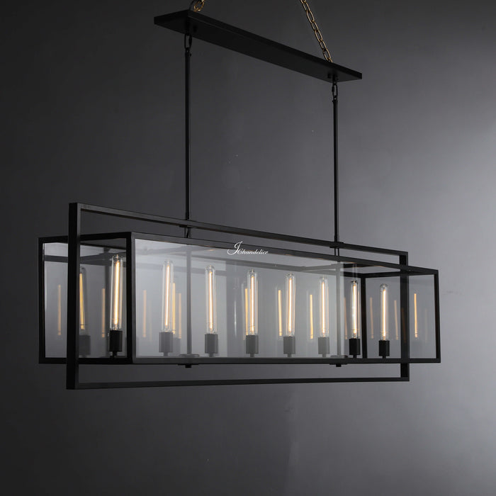 Baker Glass Lantern Rectangular Chandelier 72"-DWHOME
