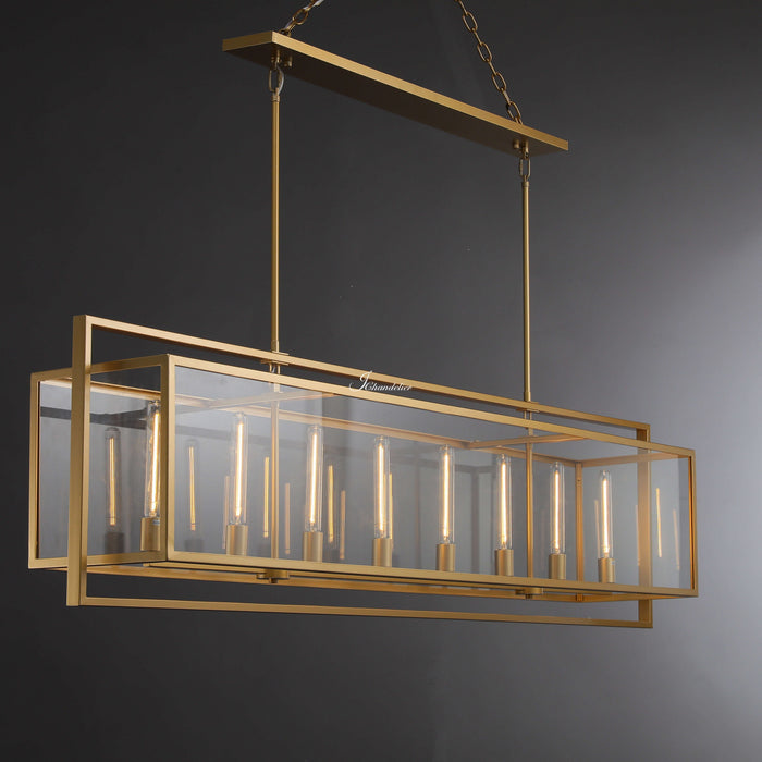 Baker Glass Lantern Rectangular Chandelier 72"-DWHOME