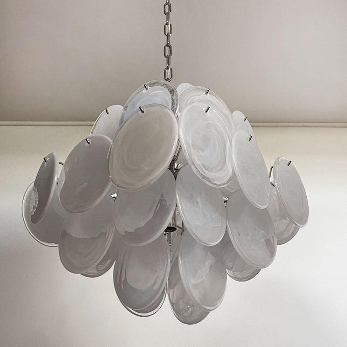 Isadora Murano White Disc Chandelier - DWHOME