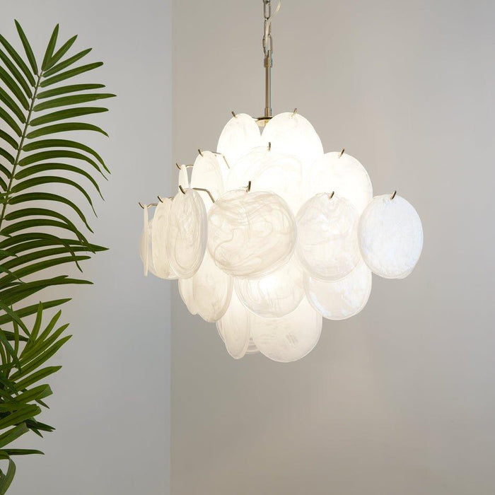Isadora Murano White Disc Chandelier - DWHOME