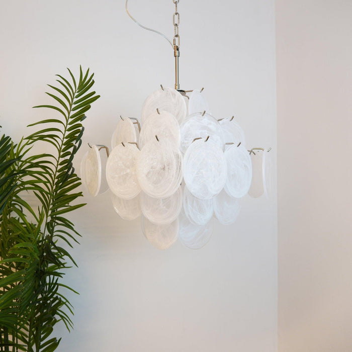 Isadora Murano White Disc Chandelier - DWHOME