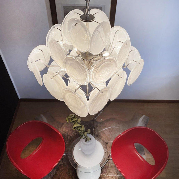 Isadora Murano White Disc Chandelier - DWHOME