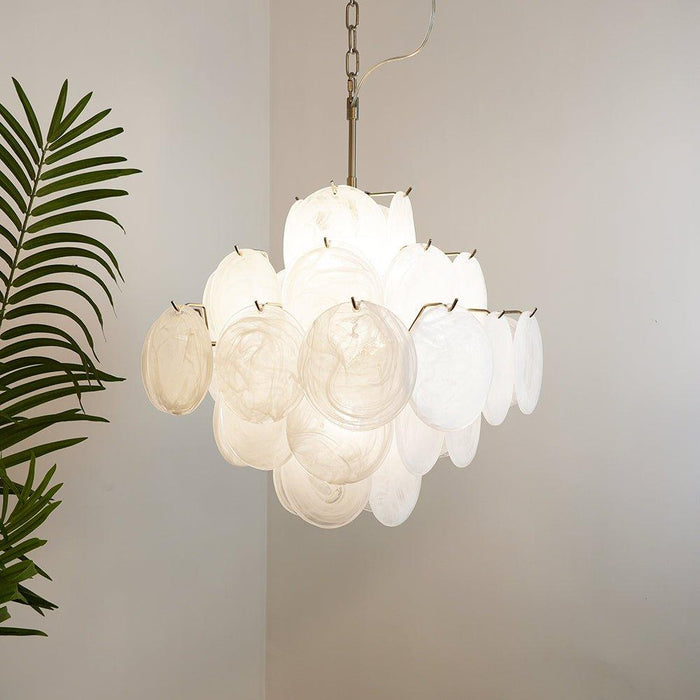 Isadora Murano White Disc Chandelier - DWHOME