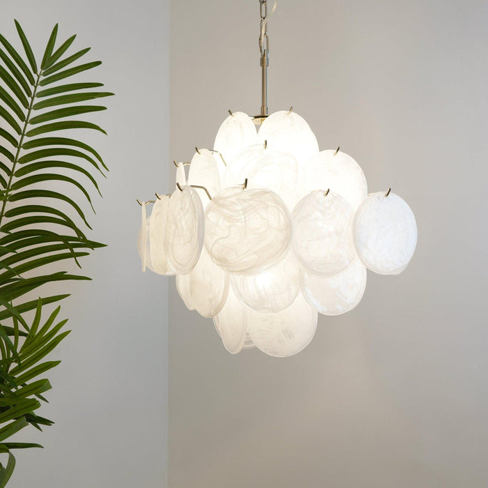 Isadora Murano White Disc Chandelier - DWHOME