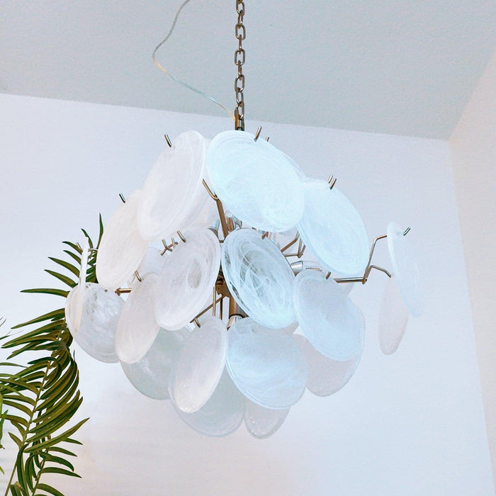 Isadora Murano White Disc Chandelier - DWHOME