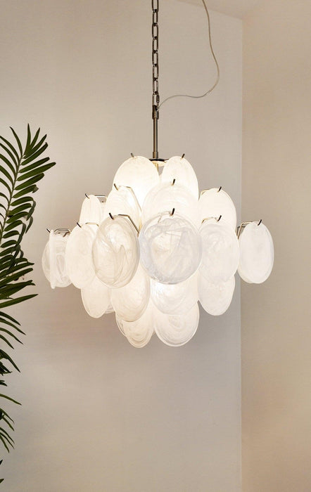Isadora Murano White Disc Chandelier - DWHOME