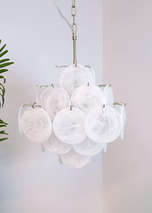 Isadora Murano White Disc Chandelier - DWHOME