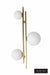 Gold handle with white knobs on a wooden door