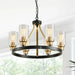 Jeshi 6-Lights Black Iron Wagon Wheel Chandelier - DWHOME