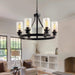 Jeshi 6-Lights Black Iron Wagon Wheel Chandelier - DWHOME