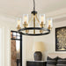 Jeshi 6-Lights Black Iron Wagon Wheel Chandelier - DWHOME