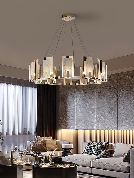 Jessie Alabaster Round Chandelier-DWHOME