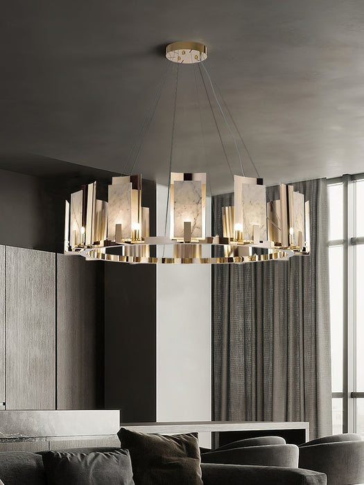 Jessie Alabaster Round Chandelier-DWHOME